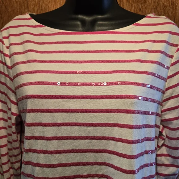 J.j Collectibles white & pink/red stripped t-shirt szM - Picture 4 of 8